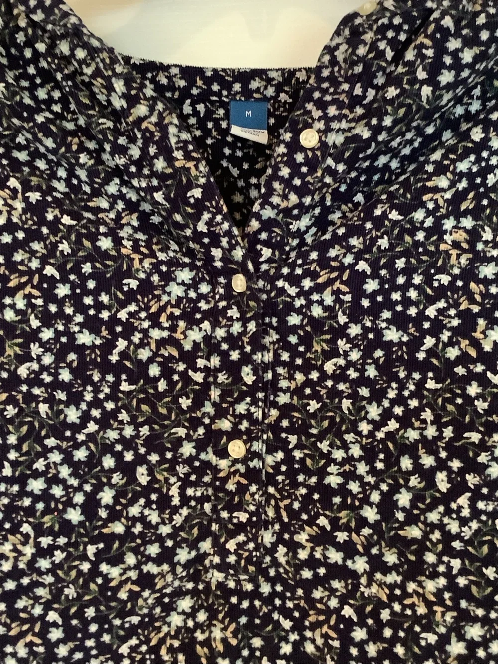 Old Navy Navy Blue Floral Button-Front Blouse